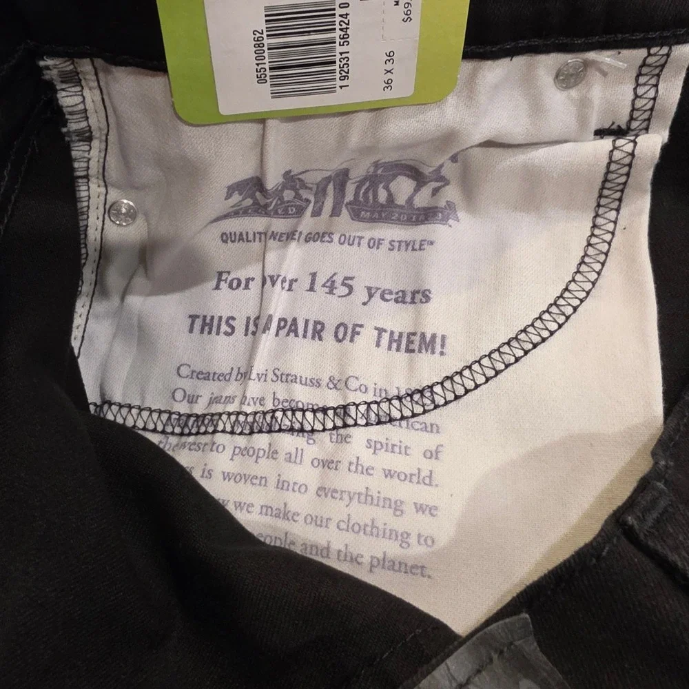 Levis Mens 510 Skinny Jeans Black Flex Stretch Performance 36x36
